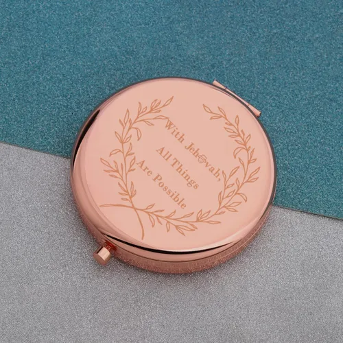 Miniatura 4 de MAOFAED Regalo de versículo bíblico, cita de la Biblia, espejo compacto para mujeres, regalo cristiano, espejo de viaje, espejo de bolsillo Oro rosa