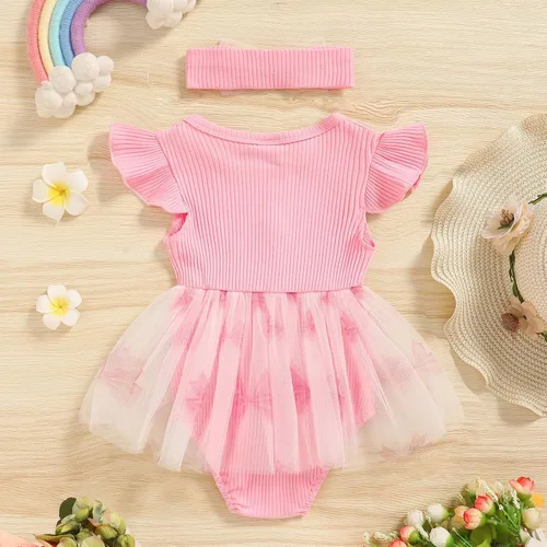 Miniatura 9 de GRNSHTS Traje de bebé niña 1er cumpleaños traje acanalado tul mameluco princesa pastel Smash sesión de fotos ropa + diadema