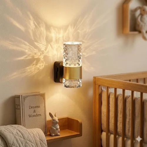 Miniatura 4 de Luces LED de noche de acrílico regulables, sensor de atardecer a amanecer, paquete de 2 Brillo ajustable de 0-100 lúmenes. Ambiente de oro cálido