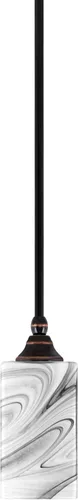 Miniatura 94 de Toltec Lighting Tallo Colgado Mini colgante, acabado de cobre negro, 3.5" cuadrado humo burbuja vidrio
