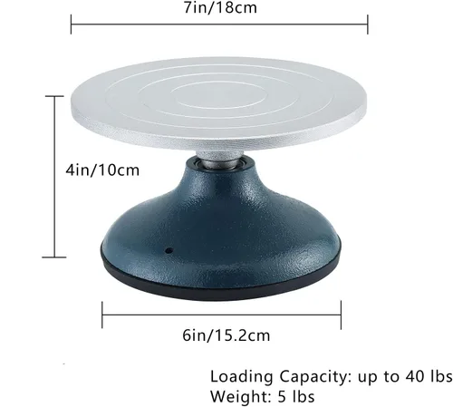 Miniatura 2 de MYFULLY Rueda de cerámica para esculpir 7 pulgadas de diámetro, rueda de metal de hierro fundido resistente para decoración de cerámica con funda