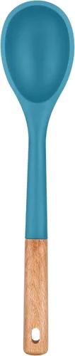 Miniatura 14 de Cucharas de cocina grandes de silicona, cuchara antiadherente con mango de madera maciza, cucharas de cocina de silicona resistentes al calor
