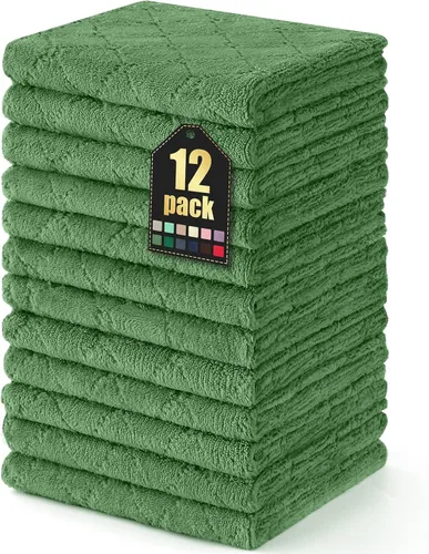Miniatura 32 de Homaxy - Paquete de 12 trapos de cocina (10 x 10 pulgadas, morado), de terciopelo coral, supersuaves y absorbentes, de secado rápido, paño