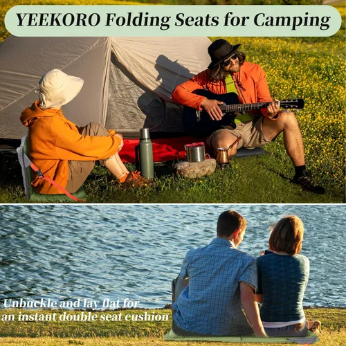 Miniatura 5 de Asientos plegables inflables, sillas portátiles con soporte de espalda, asiento plegable y ligero para campamento/eventos deportivos, asientos