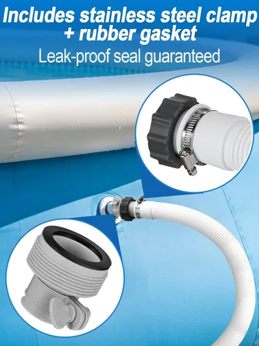 Miniatura 6 de PAMASE Adaptador de manguera de piscina A - Conector de conversión para mangueras de 1.5 y 1.25 pulgadas con juntas de abrazadera, piezas