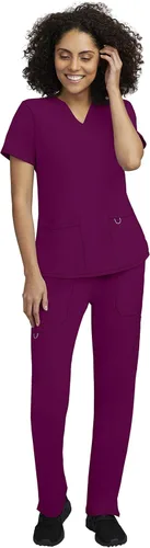 STAT MEDICAL WEAR - Conjunto médico para mujer, camiseta profesional con cuello en V con cómodo pantalón con cordón y 5 bolsillos, talla S, color