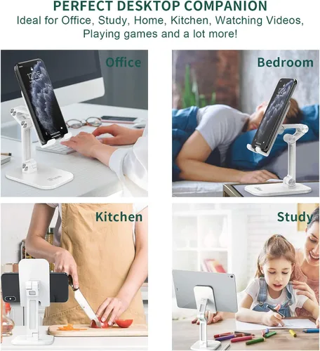 Miniatura 6 de iFine Soporte plegable ajustable para teléfono celular compatible con iPhone 12 y todos los teléfonos inteligentes, soporte móvil resistente