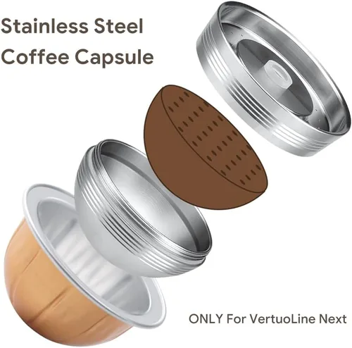 Miniatura 3 de Cápsulas Vertuo Reutilizables de Acero Inoxidable Compatibles con VERTUO NEXT+RECARGA+Alumin-VERTUO-Pods-80+150+230ml Cada 2 Piezas +Tamizador