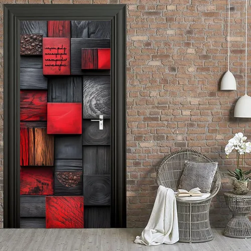 Miniatura 75 de Calcomanías 3D para puerta, murales para despegar y pegar, cocodrilo negro, calcomanías de pared, autoadhesivas, extraíbles, impermeables, de PVC