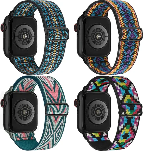 Miniatura 31 de Paquete de 4 correas elásticas Solo Loop compatibles con Apple Watch de 1.496 pulgadas, 1.575 pulgadas, 1.614 pulgadas, 1.654 pulgadas, 1.732