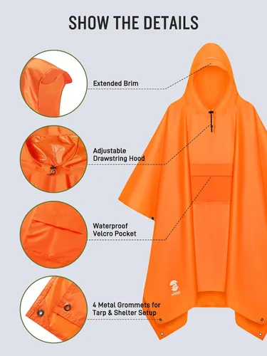 Miniatura 4 de Impermeable con capucha estilo poncho, para hombres y mujeres
