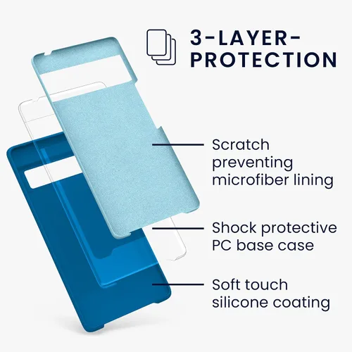 Miniatura 344 de kwmobile Funda Compatible con Google Pixel 6 Pro - Funda de teléfono de silicona TPU con acabado suave - Azul Arrecife
