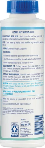 Miniatura 2 de Clorox® Pool&Spa™ Clarificador de Agua para Spa, Para Agua de Spa Cristalina, Aclara el Agua Opaca, Turbia o Nublada, 16 Onzas (Paquete de 1)