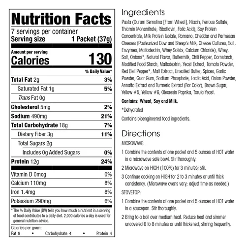 Miniatura 4 de Pasta de proteína WonderSlim, Queso Picante, 130 Calorías, 12g de Proteína (7 unidades)