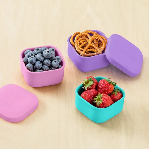 Miniatura 3 de OmieBox Contenedores de silicona a prueba de fugas para snacks para llevar, contenedores de almacenamiento de alimentos con tapa, contenedor Bento