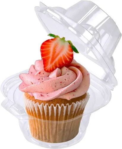 Miniatura 5 de NPLUX 150 unidades de contenedores individuales para cupcakes, cajas de plástico para cupcakes, soportes para cupcakes apilables, contenedor