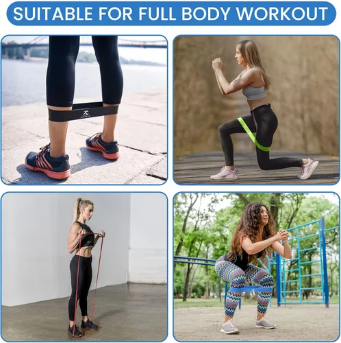 Miniatura 5 de Athletix - Juego de 10 bandas de resistencia Niveles pesados a ligeros para fuerza, glúteos, piernas, pilates, yoga, estiramientos, bandas