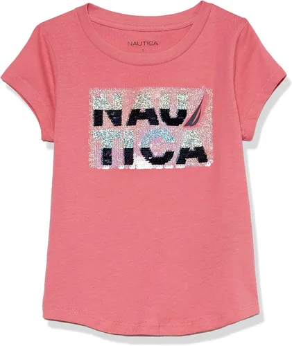 Nautica Camiseta de manga corta para niña con diseño de lentejuelas abatibles, camiseta de algodón con interior sin etiqueta