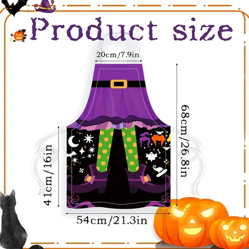 Miniatura 2 de YLOLUL Delantal de cocina de Halloween, delantales de cocina de bruja, decoración de fiesta de Halloween, delantales de cocina para niños