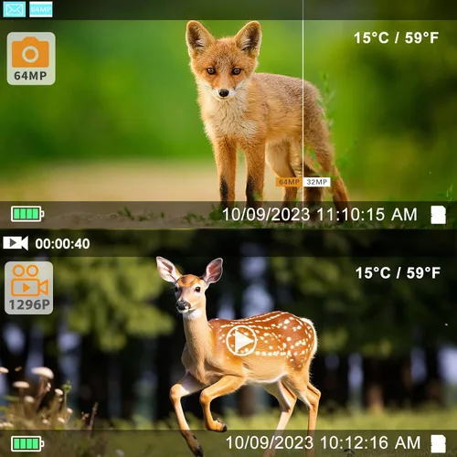 Miniatura 4 de Agitato Cámara profesional de juego y sendero, 64MP 1296P MP4 Video Deer Cam 0.1S gatillo de 100 pies visión nocturna activado por movimiento