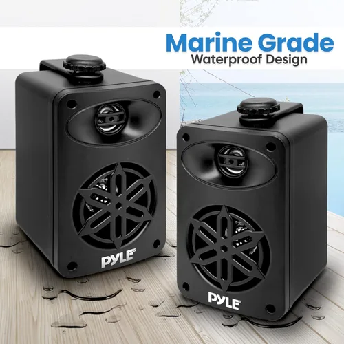 Miniatura 5 de PYLE Altavoces al Aire Libre - Altavoces Impermeables de Grado Marino, Montaje Universal, Construcción de ABS Resistente - Uso en Barco, Patio, Negro