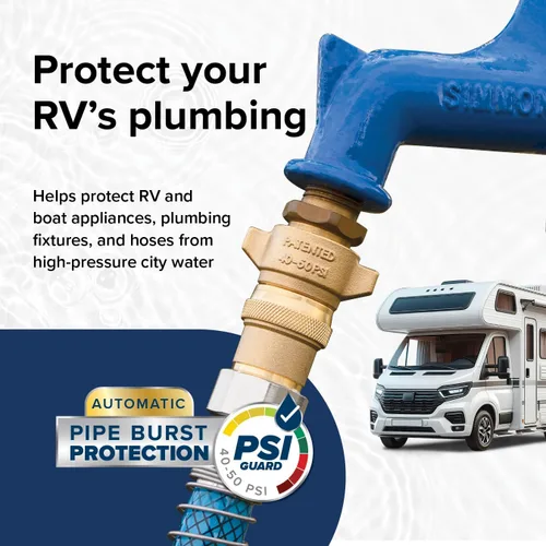 Miniatura 4 de Regulador de presión de agua de latón Camco para marina/RV – Protege los pequeños electrodomésticos de la cocina de RV, fontanería y mangueras