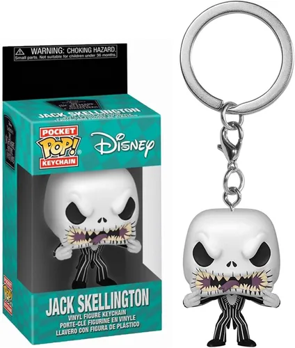 Funko Llavero Pop: Pesadilla antes de Navidad - Jack Skellington - Cara de miedo - Disney: The Nightmare Before Christmas - Mini figura