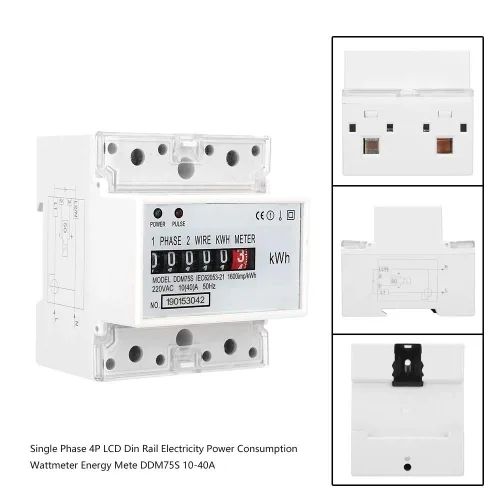 Miniatura 7 de Medidor eléctrico, KWh Meter, Monofásico 4P LED DIN-Rail Electricidad Consumo de Energía Wattmeter Medidor de Energía, 10-40A