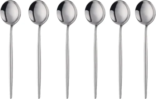 Miniatura 9 de Juego de 18 cucharas de mesa de acero inoxidable, cucharas redondas de mango largo, cucharas de caldo, juego de 18 (plateado, 8.3 pulgadas)