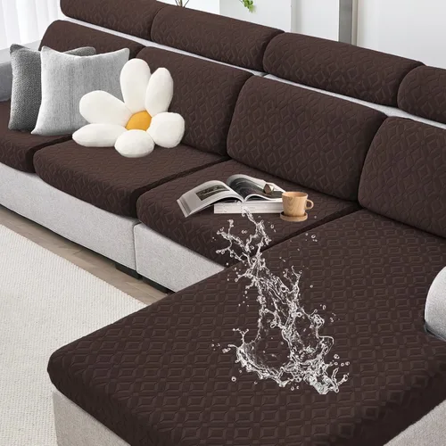 Miniatura 12 de Genina Fundas de cojín para sofá impermeables, fundas elásticas para sofá seccional, funda de cojín lavable, antideslizante, con parte inferior