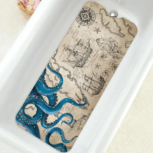 Miniatura 35 de Alfombra para Bañera Antideslizante, Alfombra Bohemia Cuadrada para Bañera y Piso de Ducha con Ventosas para Adultos, Niños y Ancianos, 21 x 21
