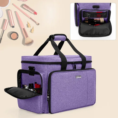 Miniatura 4 de BAFASO Bolsa de maquillaje grande con divisores extraíbles, estuche de maquillaje de viaje para cosméticos y suministros para el cabello