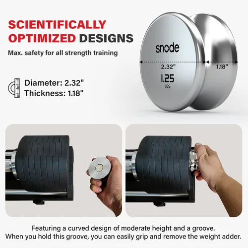 Miniatura 6 de SNODE AD80 Drop Proof 80 lbs Adjustable Dumbbell Set -Adjustable Weights with Cast Iron Plates and Cradle, Knurled Handle, Fast Adjust, Compact Home