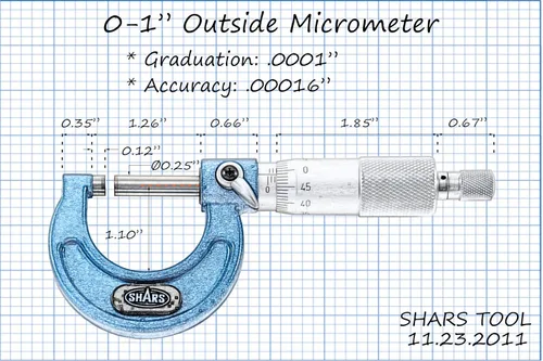 Miniatura 2 de Micrómetro 0 – 1" metal sólido marco de exteriores