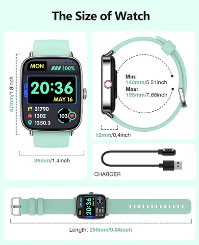Miniatura 8 de SOUYIE Relojes inteligentes para hombres y mujeres, reloj inteligente de voz AI de 1.85 pulgadas, monitor de frecuencia cardíaca 24/7, rastreador