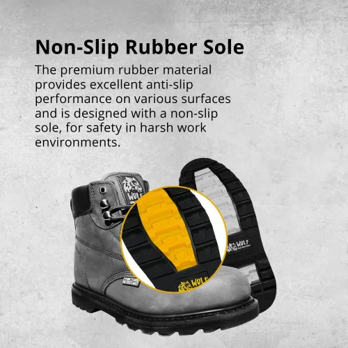 Miniatura 8 de Wolf Work Boot 100% Genuine Upper Leather Oil Impact Electrical Hazards Non-Slip Rubber Sole Tan Nubuck Plain Toe Padded Collar