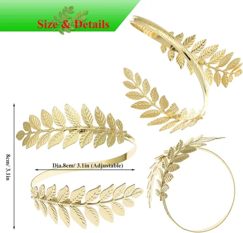 Miniatura 5 de RechicGu Romano Griego Laurel Leaf brazalete Upper Arm Cuff Armlet Festival Nupcial