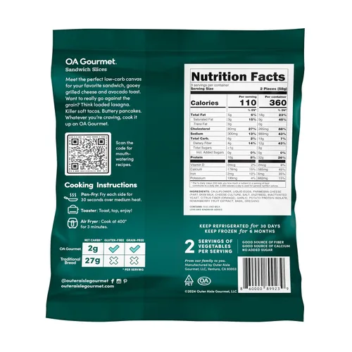 Miniatura 2 de Outer Aisle Pan de coliflor Pan de sándwich de coliflor "italiano" Keto, sin gluten, bajos en carbohidratos Paquete de 5 30 Thins Italiano