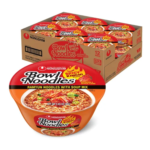 Miniatura 13 de Nongshim Kimchi Instant Ramen - Tazón para sopa de fideos, paquete de 6, Ramyun coreano con verduras, apto para microondas