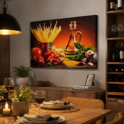 Lienzo decorativo para pared de cocina, impresión en lienzo de frutas y verduras con ingredientes coloridos para decoración de comedor, cuadro Arte
