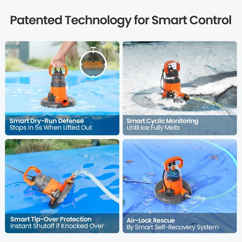 Miniatura 4 de Cleartide Bomba automática inteligente para cubierta de piscina de agua, bomba sumergible que elimina el agua de las piscinas de invierno