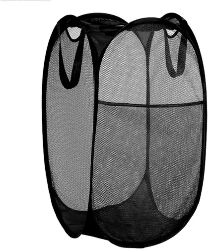 Miniatura 9 de BATTOO Cesta de lavandería emergente de malla fuerte de lujo con bolsillo lateral, plegable para cuarto de lavandería, baño, habitación de niños