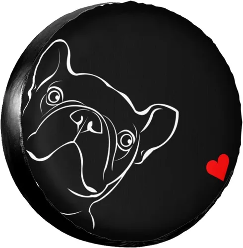 Linda cubierta de llanta de repuesto para bulldog con diseño de animal de mascota, a prueba de polvo, para remolque, caravana, muchos vehículos, 14