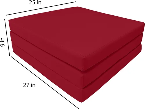 Miniatura 3 de D&D Futon Furniture Camas de espuma de triple pliegue, cama plegable Shikibuton para colchón para ahorrar espacio, 3 x 27 x 75 pulgadas, color rojo