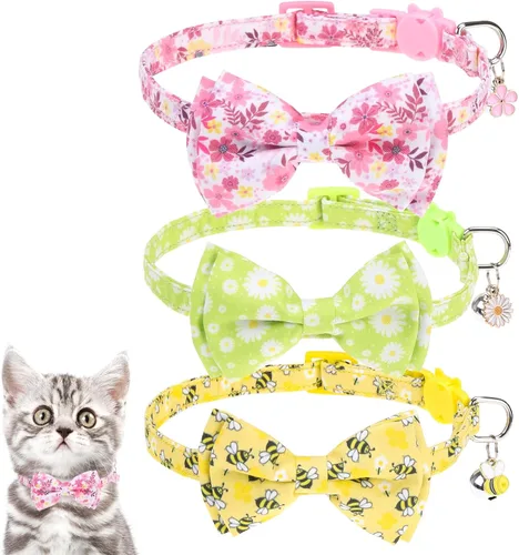 Miniatura 12 de KOOLTAIL Breakaway - Collar de gato con soporte para etiqueta de aire y campanas, collares reflectantes para gatitos, collares de gatitos lindos