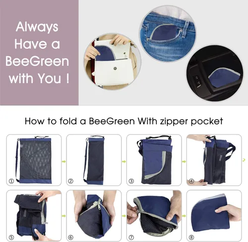 Miniatura 5 de Mochila con cordón BeeGreen para hombres y mujeres, atlética para gimnasio, deportes, entrenamiento, playa, natación, Azul marino, X-Grande
