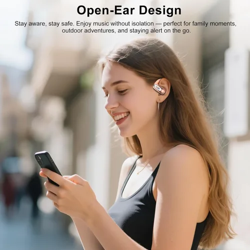 Miniatura 3 de Auriculares de oreja abierta, auriculares Bluetooth 5.4, 50 horas, auriculares de conducción de aire, auriculares estéreo HD con ganchos