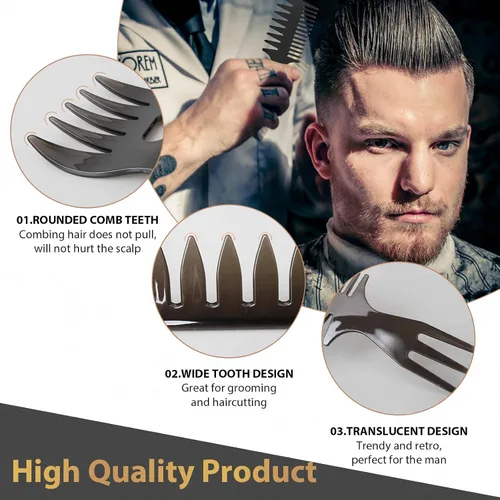 Miniatura 5 de DUAIU - Cepillo de pelo para hombres, 7 peines para hombres, juego de peines para peinar el cabello con cepillos de ventilación para el cabello