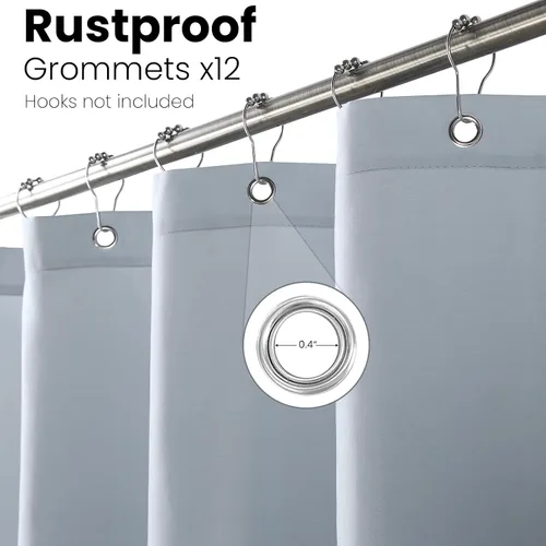 Miniatura 4 de Cortina de ducha gris, cortinas de ducha de tela de microfibra gris degradado para baño, cortinas de baño modernas impermeables, 72 pulgadas