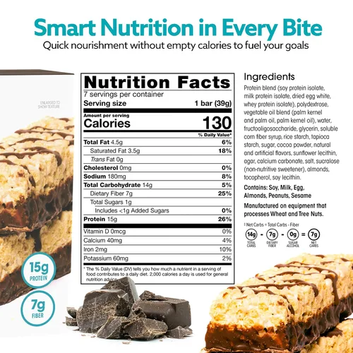 Miniatura 2 de WonderSlim Barras de proteína altas en fibra, crujiente Fluffy S'more 15g de proteína, 8g de fibra bajas en azúcar, bajas en carbohidratos